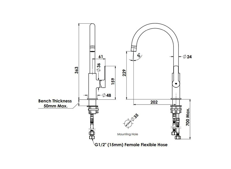 Edge Pull-Down Sink Mixer - Greens Tapware